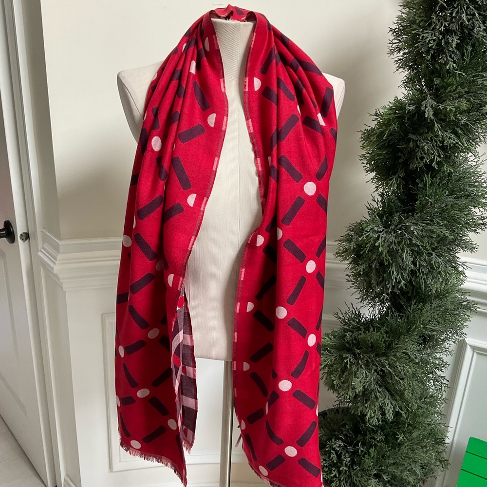 Talbots Red Lattice Dot Scarf